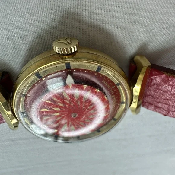 Vintage Ernest Borel Cocktail Red Dial Kaleidoscope Ladies Watch Parts/ Repair - Picture 3 of 11